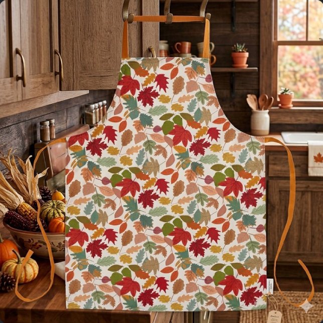 Rustic Colourful Autumn Leaves Seamless Pattern Apron (Creator Uploaded)