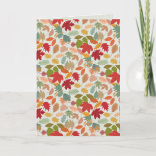 Rustic Colourful Autumn Leaves Seamless Pattern Card
