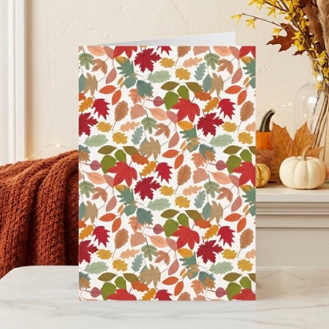 Rustic Colourful Autumn Leaves Seamless Pattern Card (Creator Uploaded)