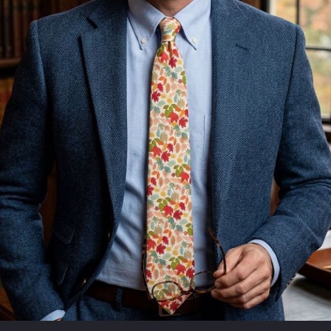Rustic Colourful Autumn Leaves Seamless Pattern Tie (Creator Uploaded)