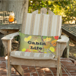 Rustic Colourful Fall Aspen Leaves Photograph Lumbar Pillow