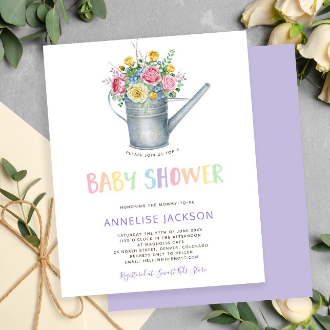 Rustic colourful floral baby BUDGET shower invite (Creator Uploaded)