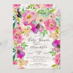 Rustic Colourful  Floral Baby Shower Invitation