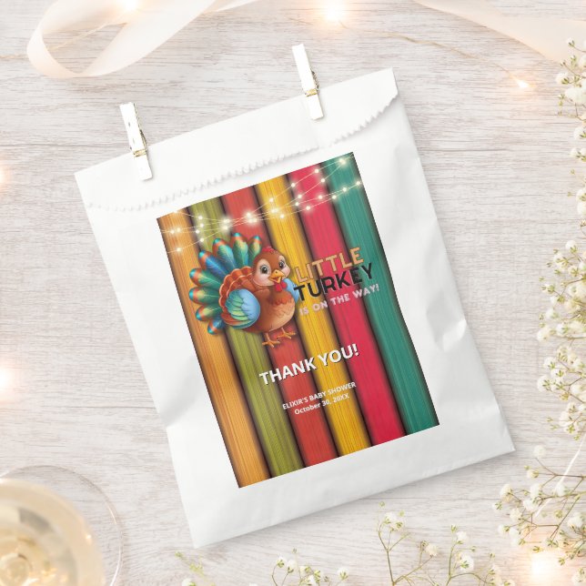 Rustic Colourful Little Turkey Baby Shower Favour Bag (Clipped)