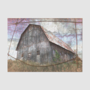 Rustic Colourful Pink Sky Vintage Texture Old Barn Tissue Paper