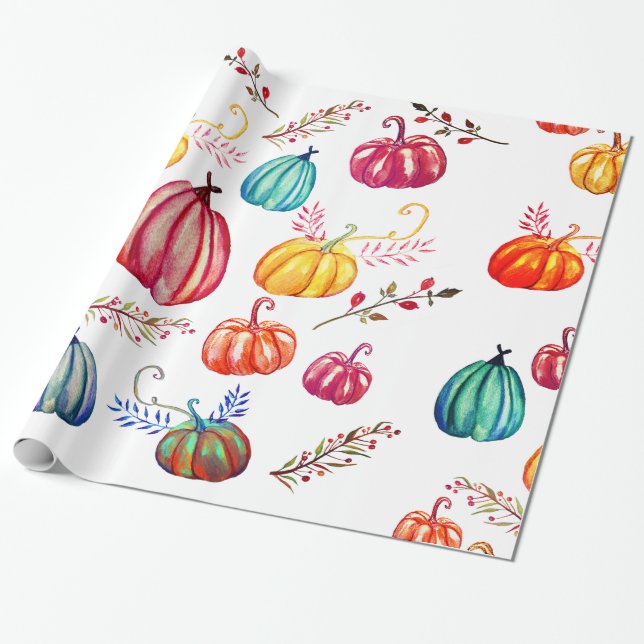 Rustic Colourful Squash  Drawing Wrapping Paper (Unrolled)