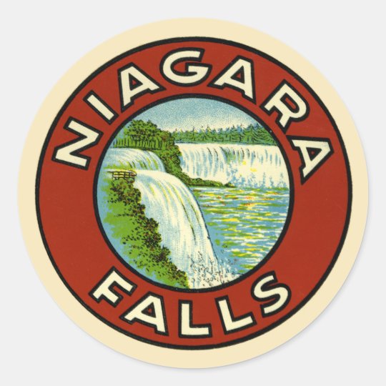Rustic Colourful Vintage Travel Old Niagara Falls Classic Round Sticker | Zazzle.ca