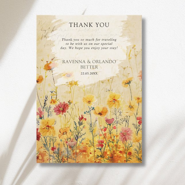 Rustic Colourful Wildflower Meadow Thank You Card (Creator Uploaded)