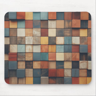 Rustic Colourful Wooden Blocks Pattern Mouse Pad