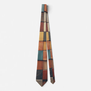 Rustic Colourful Wooden Blocks Pattern Tie