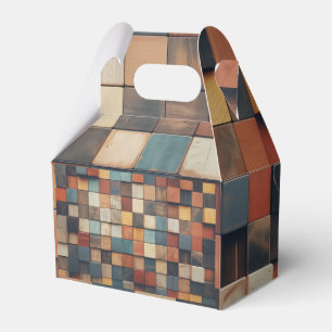 Rustic Colourful Wooden Blocks Pattern Watch Favor Box