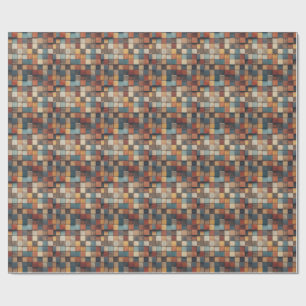 Rustic Colourful Wooden Blocks Pattern Wrapping Paper