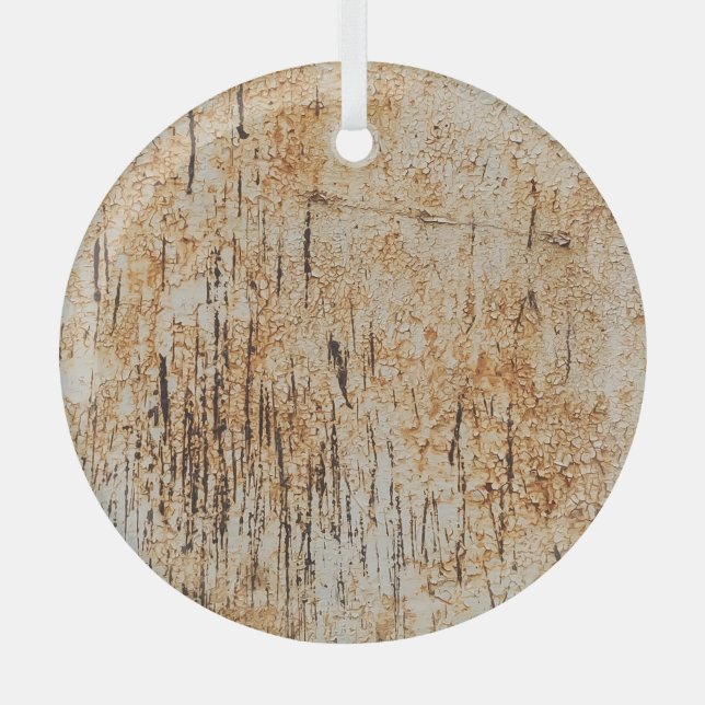 Rustic colours intertwine in corroded metal textur glass ornament (Front)