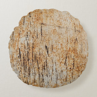 Rustic colours intertwine in corroded metal textur round pillow
