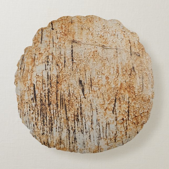 Rustic colours intertwine in corroded metal textur round pillow (Front)