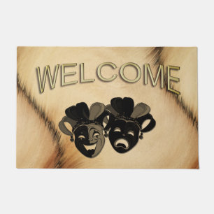 Rustic Comedy and Tragedy Theater Design Doormat
