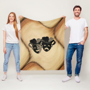 Rustic Comedy and Tragedy Theatre Design Fleece Blanket