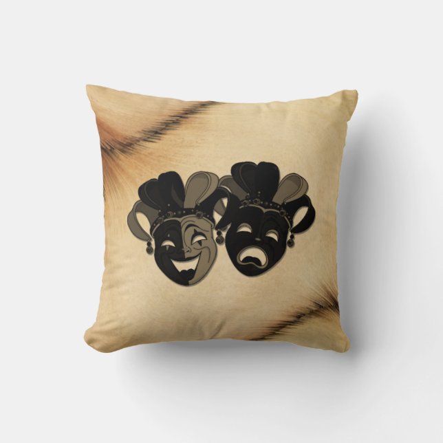 Rustic Comedy and Tragedy Theatre Design Throw Pillow (Front)