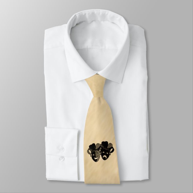 Rustic Comedy and Tragedy Theatre Design Tie (Tied)