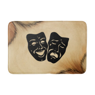 Rustic Comedy and Tragedy Theatre Masks Bath Mat