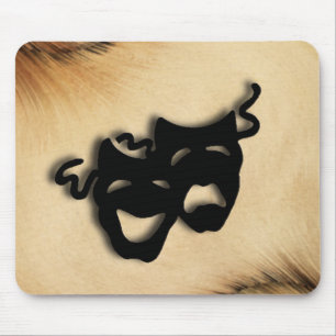 Rustic Comedy and Tragedy Theatre Masks Mouse Pad