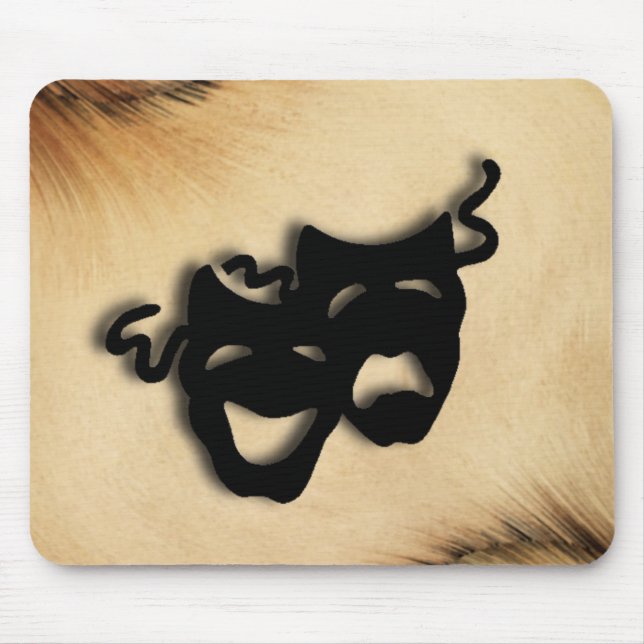 Rustic Comedy and Tragedy Theatre Masks Mouse Pad (Front)