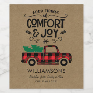 Rustic Comfort and Joy Hand Lettered Custom  Wine Label