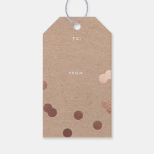 Rustic Confetti Kraft Rose Gold Gift Tags
