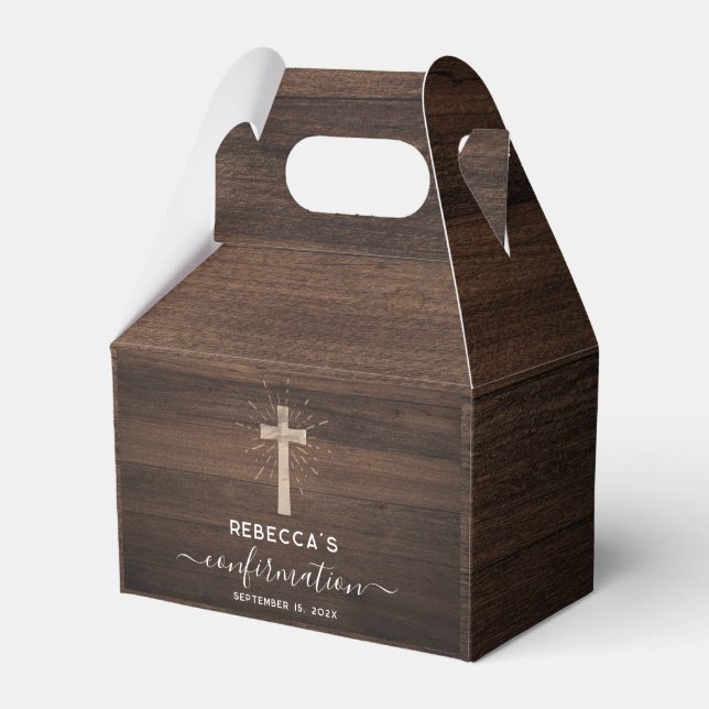 Rustic Confirmation Church Cross Favor Box (Front Side)
