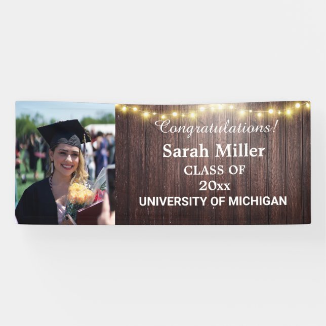 rustic Congrats graduation 2023 with name & Photo  Banner (Horizontal)