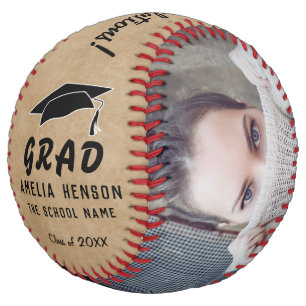 Rustic Congratulations Grad Graduation Cap 2 Photo Softball