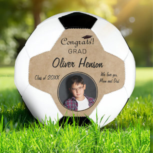 Rustic Congratulations Grad Graduation Photo Soccer Ball