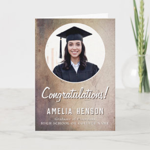 Rustic Congratulations Graduate 2 Photo Graduation Card