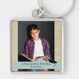 Rustic Congratulations Graduation Graduate Photo Keychain