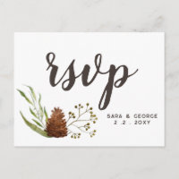 Rustic Conifer Pine cone Wedding Rsvp