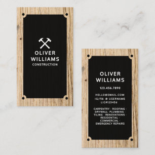 Rustic Construction Contractor Builder Wood Business Card
