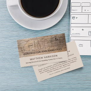 Rustic Construction Handyman Tools Wood Business Card