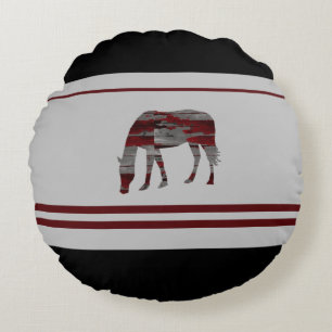 Rustic -Contemporary Country Girl- Horse Design Round Pillow