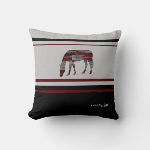 Rustic -Contemporary Country Girl- Horse Design Throw Pillow