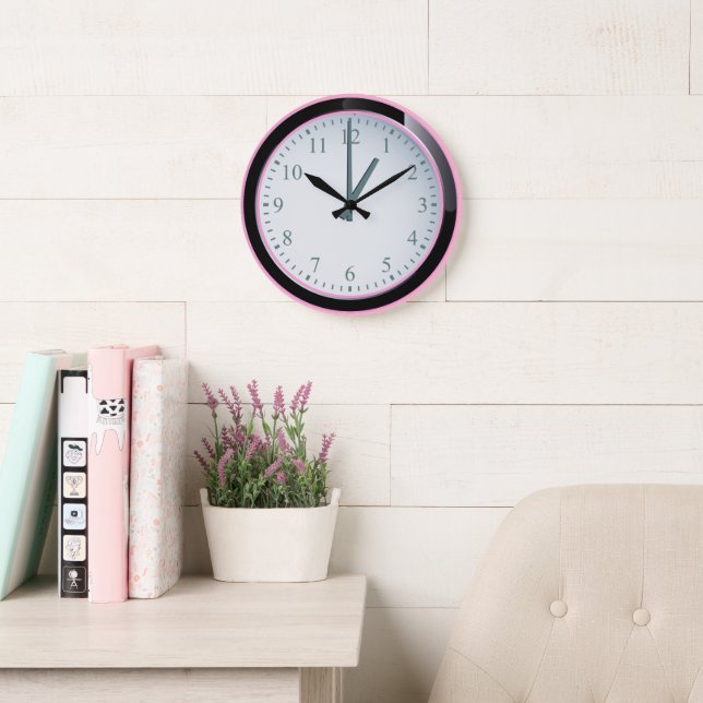 Rustic Contemporary Round Pink  Acrylic Wall Large Clock (Reading Room)