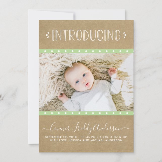 Rustic Contry Kraft Birth Announcement (Front)