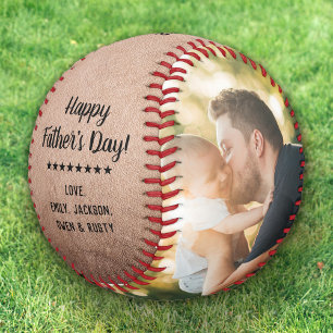 Rustic Cool Modern Photo Father's Day Vintage Baseball