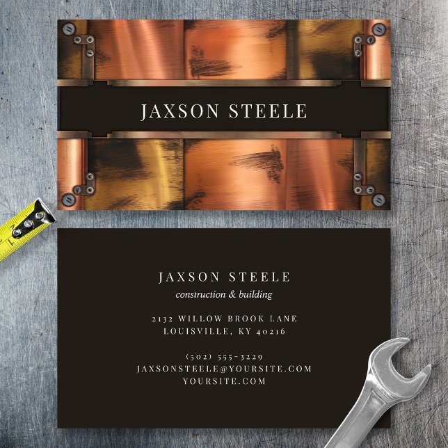 Rustic Copper and Steel Riveted Business Card (Creator Uploaded)