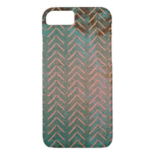Rustic Copper and Teal Marble Chevron Case-Mate iPhone Case