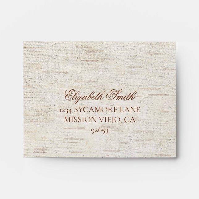 Rustic Copper Geometric Eucalyptus Birch RSVP Envelope (Front)