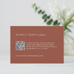 Rustic Copper QR Code Editorial Modern Wedding RSVP Card