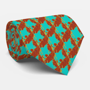 Rustic Copper Red Turquoise Blue Pattern Tie