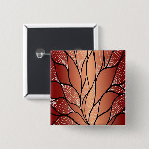 Rustic Coppery Bronze Leave Pattern 2 Inch Square Button