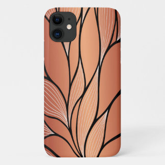 Rustic Coppery Bronze Leave Pattern iPhone 11 Case