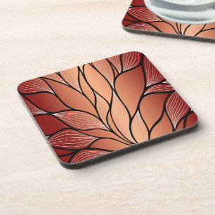 Rustic Coppery Bronze Leave Pattern  Coaster